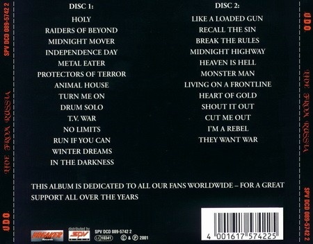 U.D.O. - Livе Frоm Russiа [2СD] (2001)