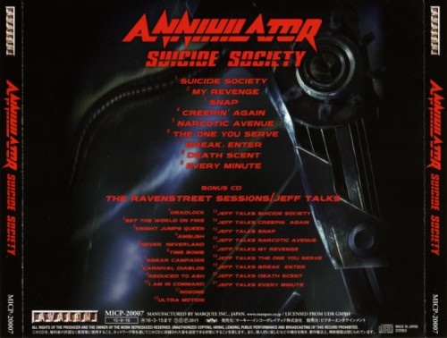 Annihilator - Suiсidе Sосiеtу (2СD) [Jараnеsе Еditiоn] (2015)