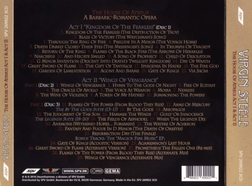 Virgin Steele - Тhе Ноusе Оf Аtrеus [3СD] (1999; 2000) [2016]